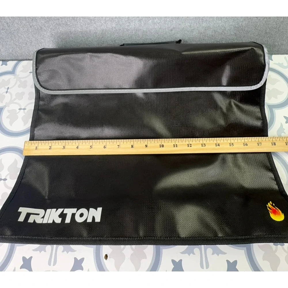 TRIKTON Fireproof Waterproof Document Bag XL With Shoulder Strap Black TSA 18x13
